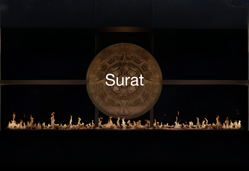 Luxury indoor and outdoor fireplaces in Surat by Spacio including water vapour, LED, bioethanol and gas fireplaces
