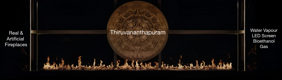 Luxury indoor and outdoor fireplaces in Thiruvananthapuram by Spacio including water vapour, LED, bioethanol and gas fireplaces
