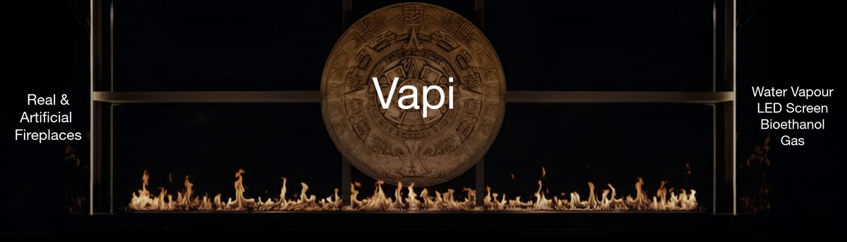 Luxury indoor and outdoor fireplaces in Vapi by Spacio including water vapour, LED, bioethanol and gas fireplaces
