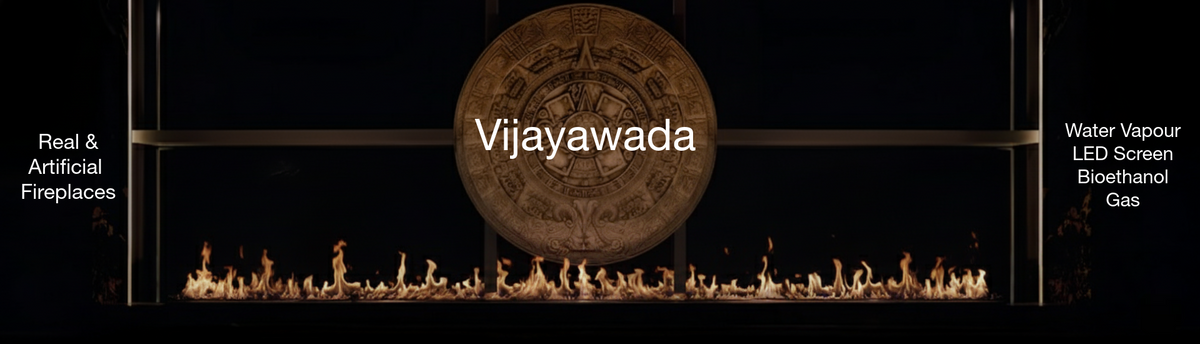 Luxury indoor and outdoor fireplaces in Vijaywada by Spacio including water vapour, LED, bioethanol and gas fireplaces