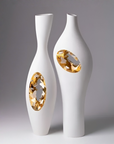 A pair of Fos Ceramiche Falling in Love Gold Vases by Enea Mazzotti.