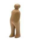 A small figurine of a man standing on a white background, with a caqui finish. The Gardeco Ceramic Sculpture Visitor Small Caqui Cor21 by Gardeco.