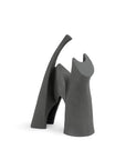 A Gardeco Ceramic Sculpture Darius Black figurine of a black cat on a white background.