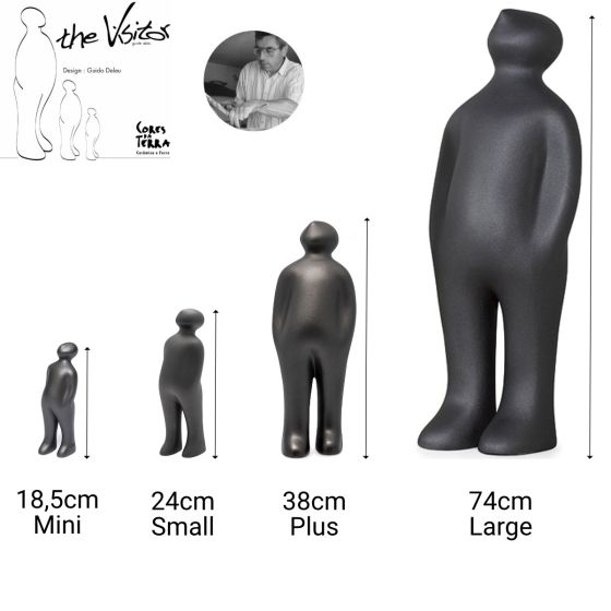 A Gardeco Ceramic Sculpture Visitor Small Sand Cor02, created by a Belgian sculptor. The sculpture comes in different sizes, including a small figurine perfect for visitors.