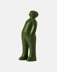 A Gardeco Ceramic Sculpture Visitor Small Green Alfafa Black Cor37 standing on a white background.