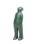 A Gardeco Ceramic Sculpture Visitor Small Verde Cor52 with a verde finish, standing on a white background.