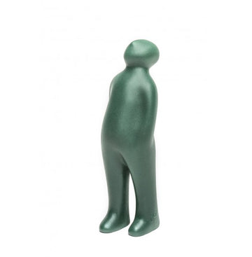 A Gardeco Ceramic Sculpture Visitor Small Verde Cor52 with a verde finish, standing on a white background.