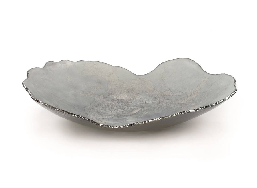 Gardeco Glass Bowl Mapa 30 Prata Fosca Top Platina with a silver rim available at Spacio India for luxury home decor accessories collection of Decorative Bowls.