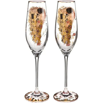 Goebel Gustav Klimt The Kiss Champagne Flute Glass (2pc Set)