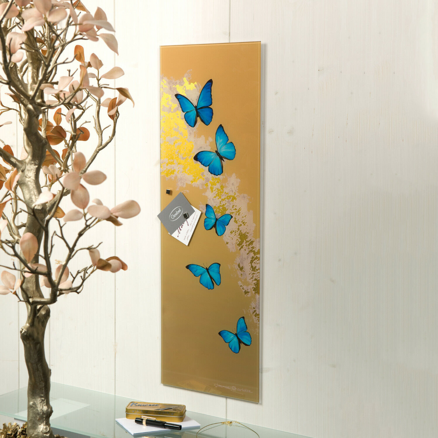 Goebel Blue Butterflies Wall Art on wall with a foliage in a interior available at Spacio India for Luxury Homes collection of Decor Accessories