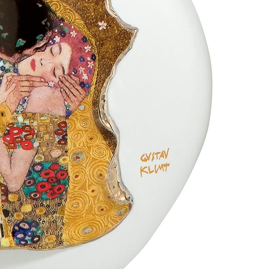 Side View Goebel Vase The Kiss by Gustav Klimt signature in Porcelain on White background available at Spacio India from the Luxury Home Decor Artefacts Collection