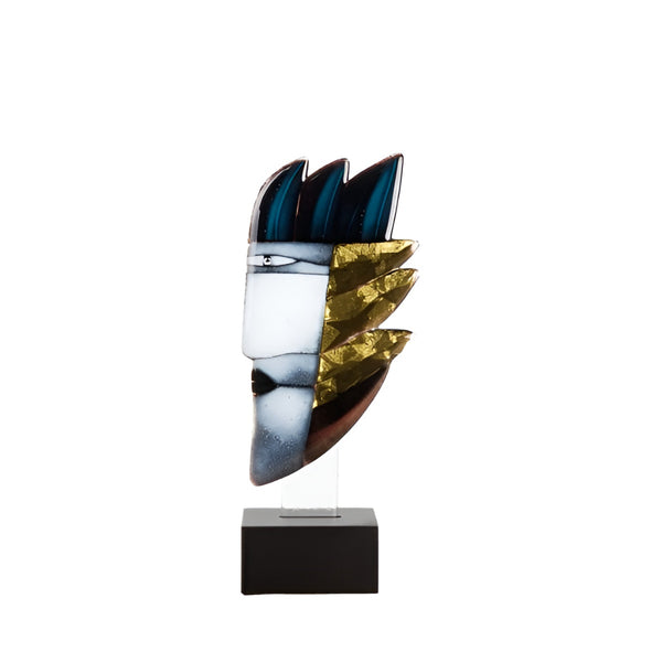 Golden Face Small Glass Sculpture