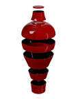 Ibride Ming Red china Stack showing full table set on a white back ground available at Spacio India for luxury home decor of collection Tableware Accessories