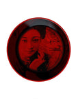 Ibride Ming Red China stackable set displaying a red bowl with a chinese lady art on it on white back ground available at Spacio India for luxury home decor of collection Tableware Accessories =