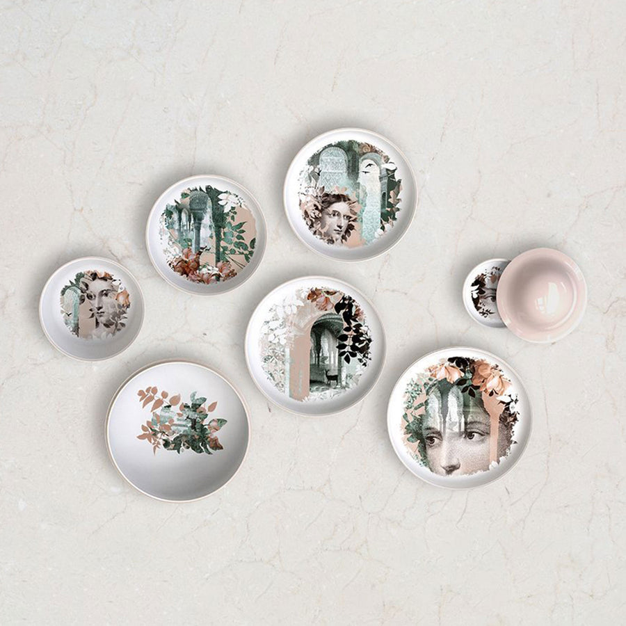 Plates & Bowls from Ibride Qing Alhambra Rose Stack table set laying on table available at Spacio India for luxury home decor of collection Tableware Accessories