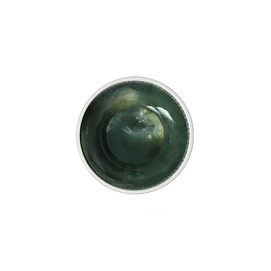 Ibride Yuan Noir Narcisse Stack table set have small dark green art printed bowl available at Spacio India for home decor collection of Tableware Accessories