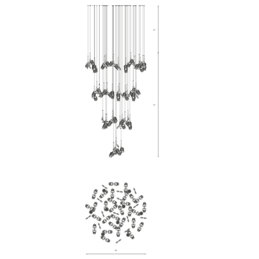 Decorative hanging crystal elements with star-shaped beads on a white background