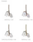 Set of four crystal and metal finishes on a white background