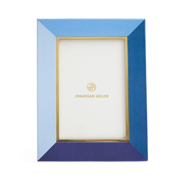 Jonathan Adler Perimeter Leather Blue 4" X 6" Photo Frame