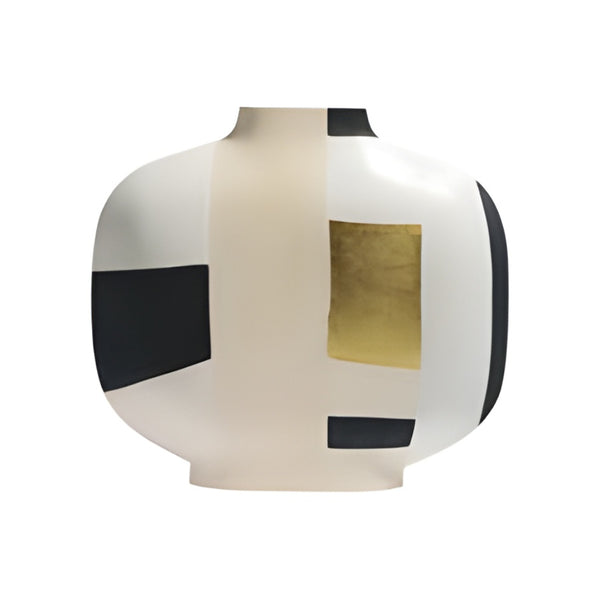 Hand painted ceramic vase by Kose Milano on white background available at Spacio in India. 