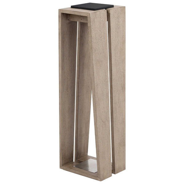 A LJ Solar Lantern SKAAL Large 500L Duratek floor lamp with a black base, adding organic charm to any space.