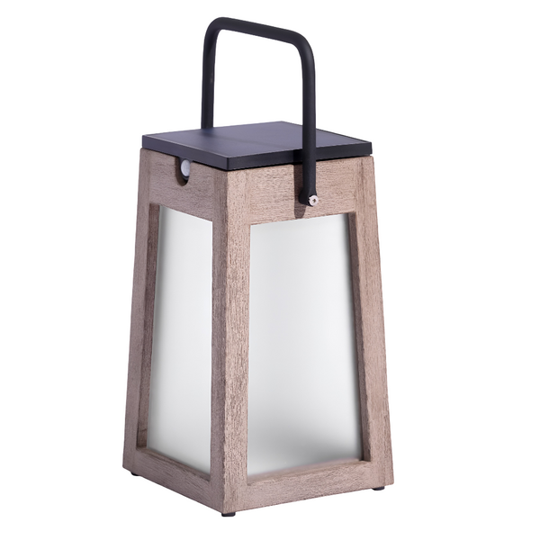 A LJ Solar Lantern Tecka Teck143 300L Duratek lantern with a Les Jardins finish and a black handle.