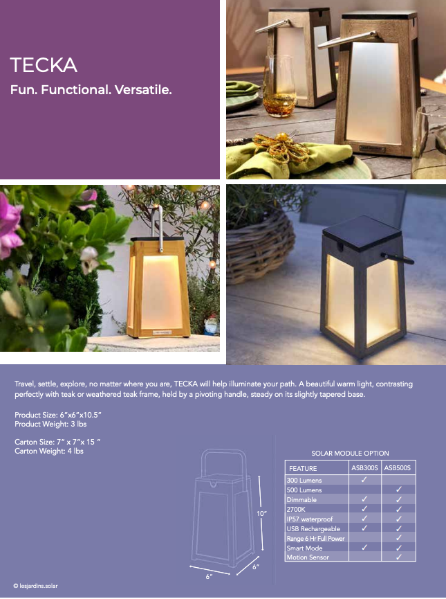 Enhance your outdoor area with the durable and stylish LJ Solar Lantern Tecka Teck143 300L Duratek outdoor lanterns. These solar-powered lanterns, by Les Jardins, feature a Duratek® finish that ensures longevity and resistance against harsh weather conditions.