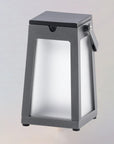 A Les Jardins portable outdoor solar lantern with ambient lighting, the LJ Solar Lantern Tinka Tink138 300L Space Grey.