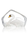 Maleras Crystal Sculpture Swan on white back ground for modern interiors available at Spacio India from the Sculptures and Art Objects Collection.