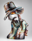 Woman with hat in calcedonio finish by Zanetti available at Spacio in India on a grey background.