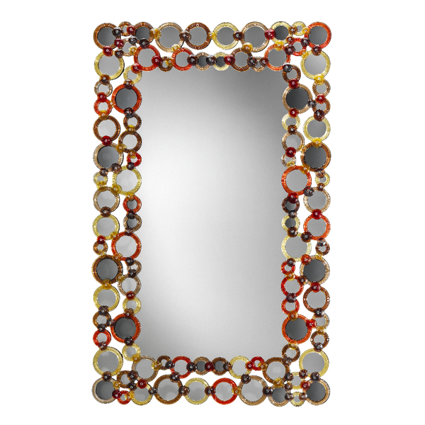 Decorative Murano mirror with a colorful circular frame on a white background