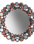 Round Murano decorative wall mirror with colourful circular frame on a white background