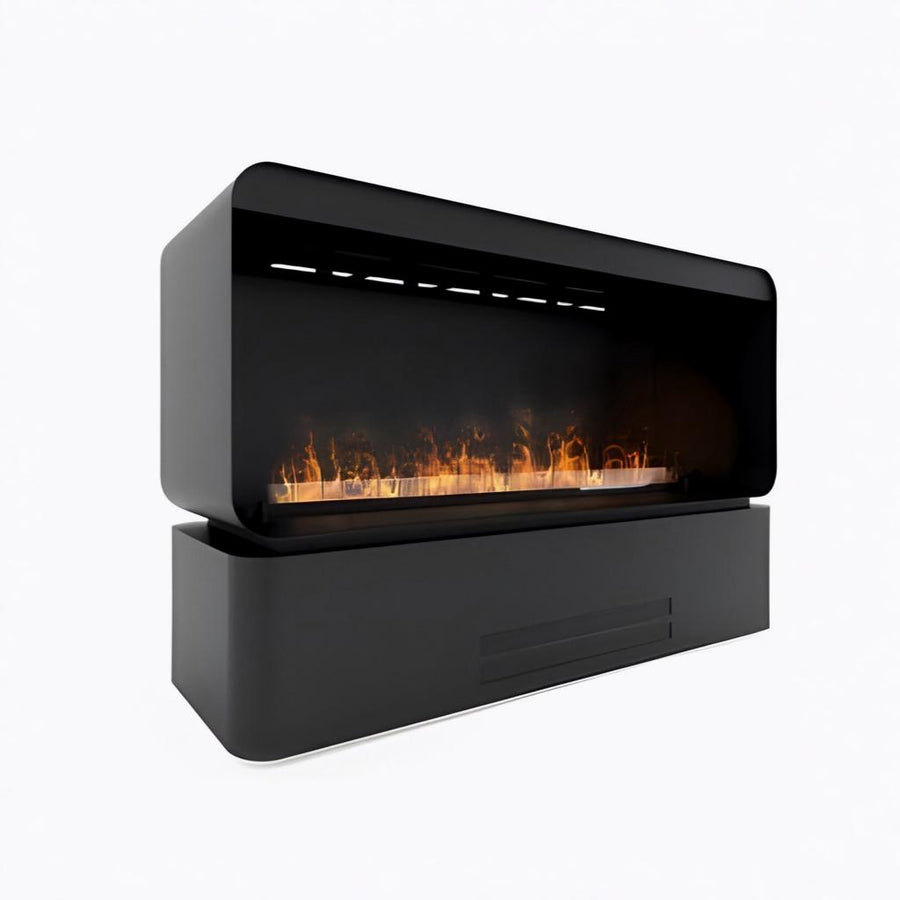 Modern artificial water vapour fireplace with fireplace insert on a white background available at Spacio retail stores in India.