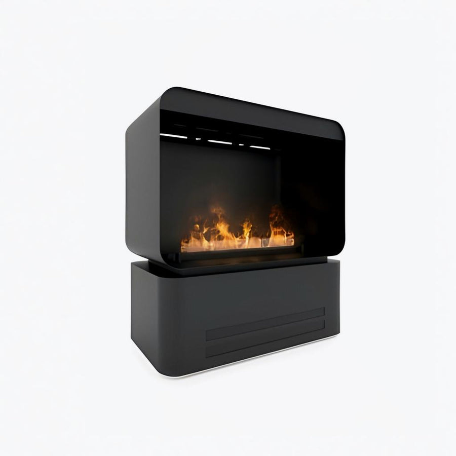 Modern artificial water vapour fireplace with fireplace insert on a white background available at Spacio retail stores in India.