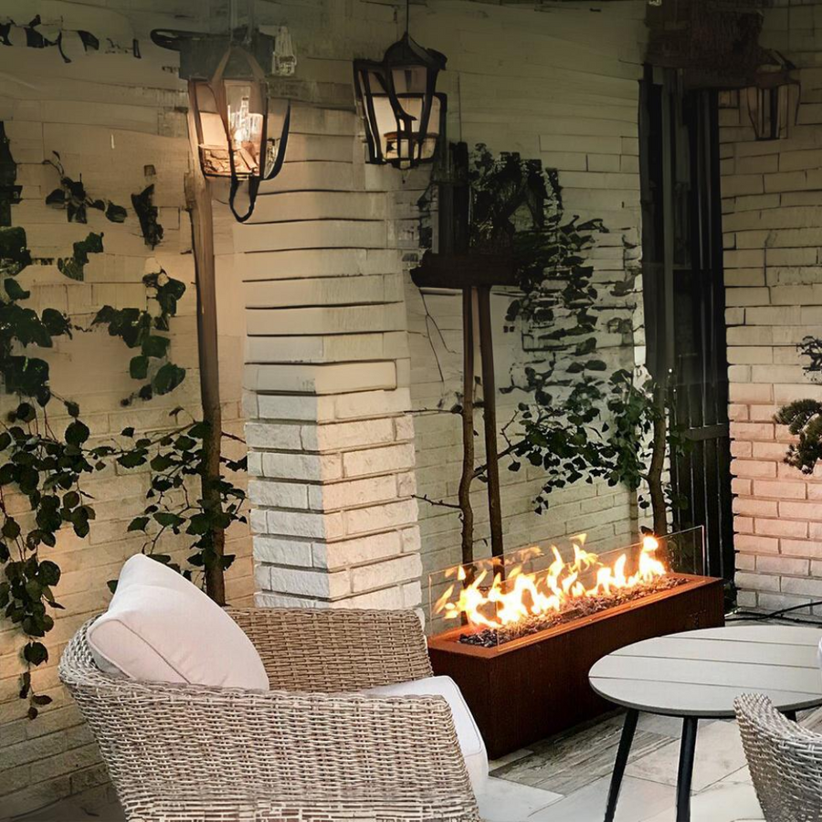 Galio Corten Outdoor Gas Fireplace by Planika | Spacio