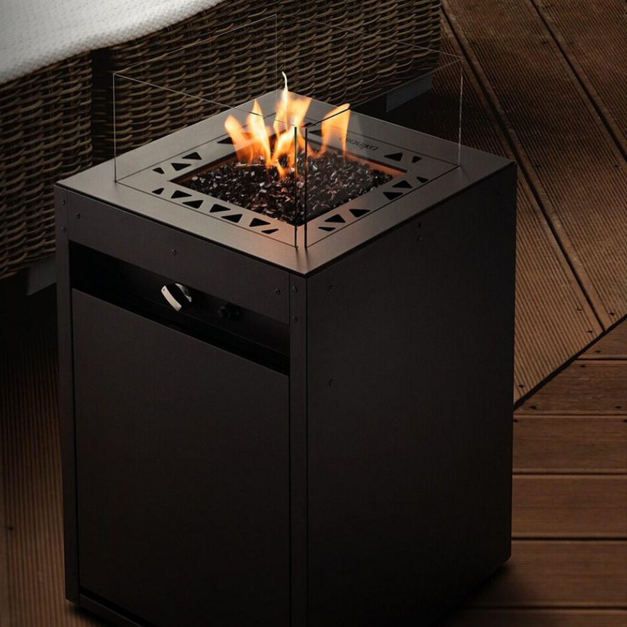 Close up of Planika's Square Gas Fireplace