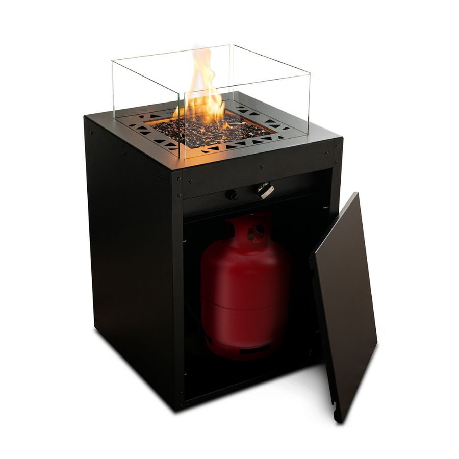 Planika's gas fire place on a white background