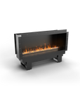 Modern artificial water vapour fireplace with casing on a white background available at Spacio retail stores in India. 
