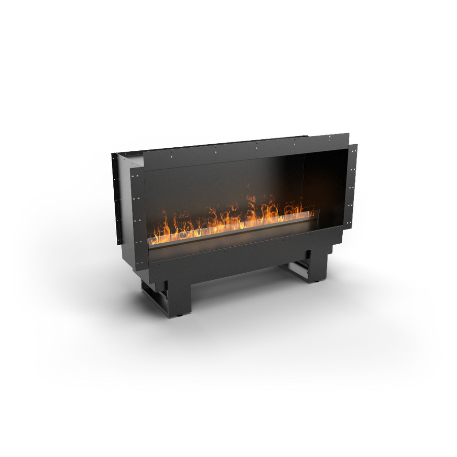 Modern artificial water vapour fireplace with casing on a white background available at Spacio retail stores in India. 