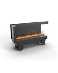 Modern artificial water vapour fireplace with right side open on a white background available at Spacio retail stores in India. 
