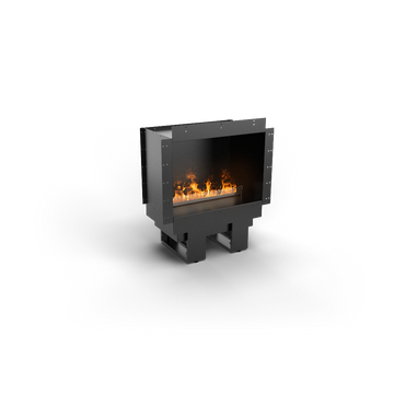 Modern artificial water vapour fireplace on a white background available at Spacio retail stores in India.
