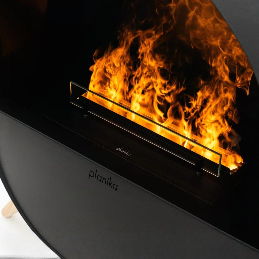 Close up look of Planika artificial water vapour fireplace available at Spacio retail stores in India. 