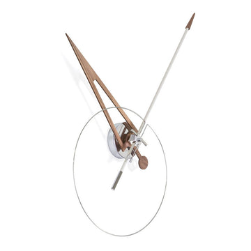 A Nomon clock with a sleek metal rod, combining functionality and design.