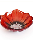 Maleras Crystal Poppy Red Black Bowl on a white back ground for modern interiors available at Spacio India from Decor Accessories and Tableware Collection of Decorative Bowls.