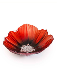 Maleras Crystal Poppy Red Black Medium Bowl on a white back ground for modern interiors available at Spacio India from Decor Accessories and Tableware Collection of Decorative Bowls.