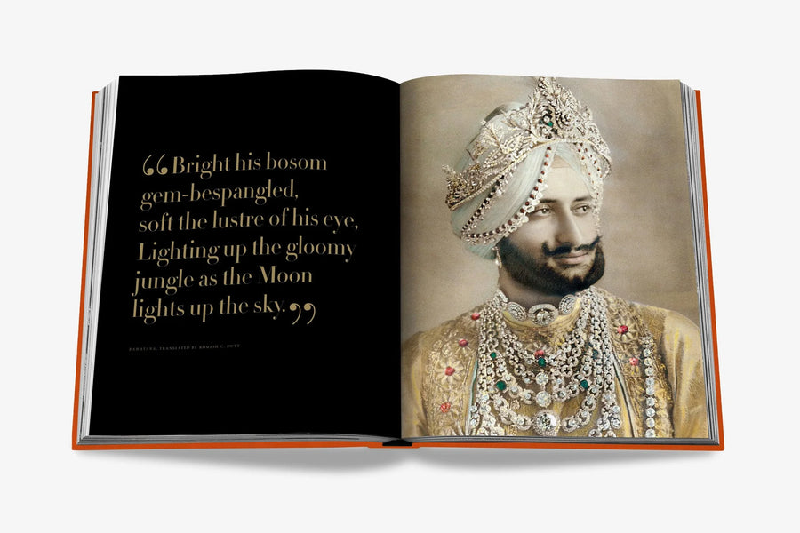 Except from the book and a Maharaj decked up with jewels. Beyond Extravagance coffee table book by Assouline, featuring the Al Thani Collection of Indian royal jewels and artefacts, spanning 400 years of history.