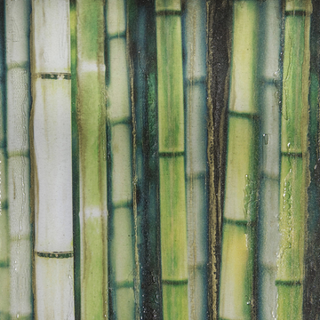 A close up of Alex Turco Organic Bamboo Jungle in Green, perfect for interior design and art panels.
